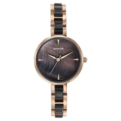 [87064kd01] Sonata Quartz Analog Multicoloured Dial Two Toned Stainless Steel Strap Watch For Women