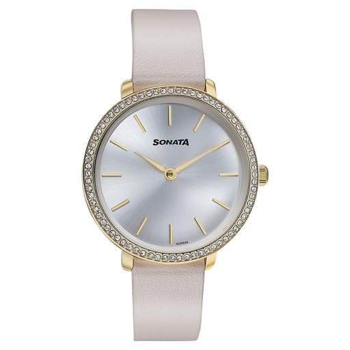 [87080yl01] Sonata Wedding Edit Quartz Analog Silver Dial Stainless Steel Strap Watch For Women