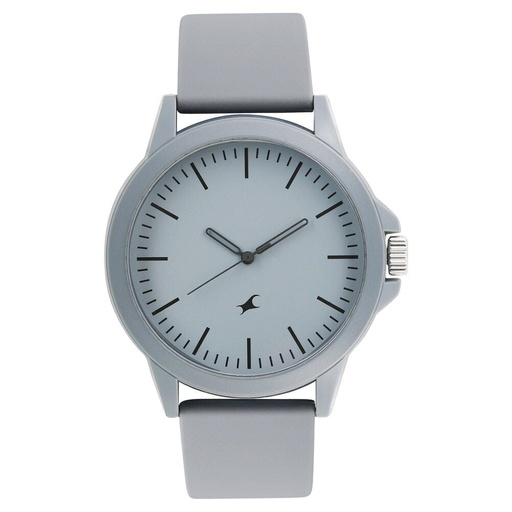 [38024pp24] Fastrack The Minimalists Quartz Analog Grey Dial Silicone Strap Unisex Watch