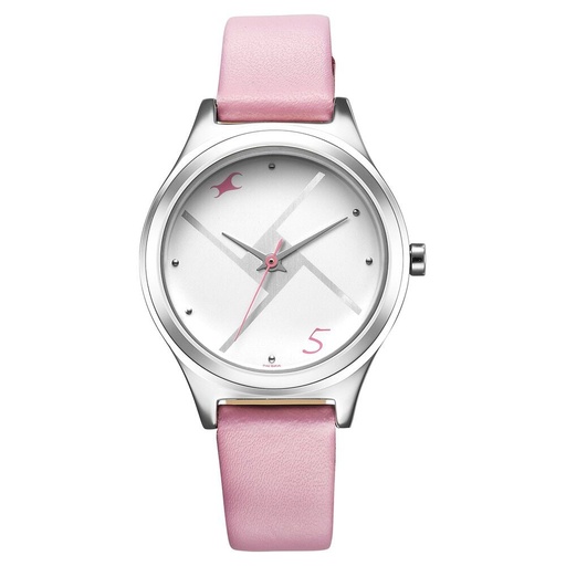 [6152sl08] Fastrack Stunners Silver Dial Leather Strap Watch for Girls
