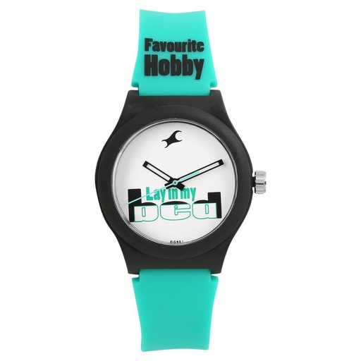 [38037pp11] Fastrack Quartz Analog White Dial Silicone Strap Watch for Unisex