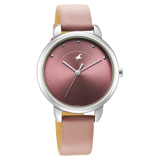 [6282sl02] Fastrack Stunners Quartz Analog Purple Dial Leather Strap Watch for Girls