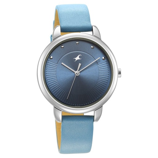 [6282sl01] Fastrack Stunners Quartz Analog Blue Dial Leather Strap Watch for Girls