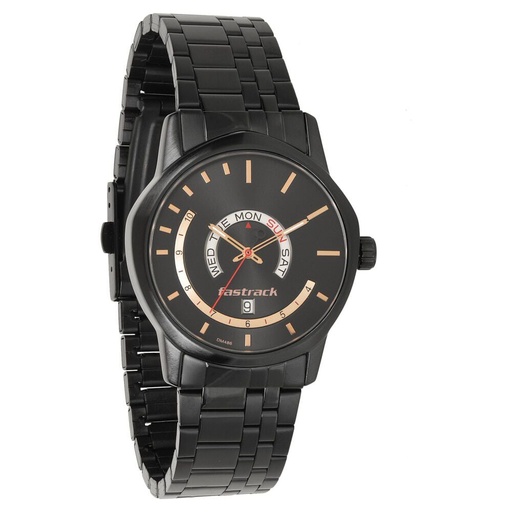 [3279nm01] Fatrack Exuberant Black Dial Stainless Steel Strap Watch for Guys