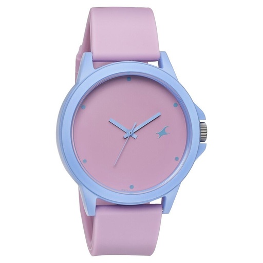 [38024pp66w] Fastrack Tees Quartz Analog Pink Dial Silicone Strap Unisex Watch