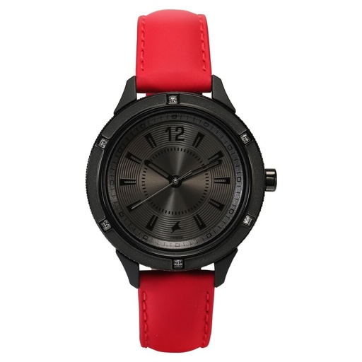 [6176kl28] Fastrack Quartz Analog Anthracite Dial Leather Strap Watch for Girls