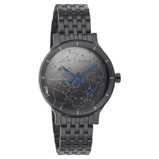 [6192nm01] Fastrack Space Rover Quartz Analog Black Dial Stainless Steel Strap Watch for Girls