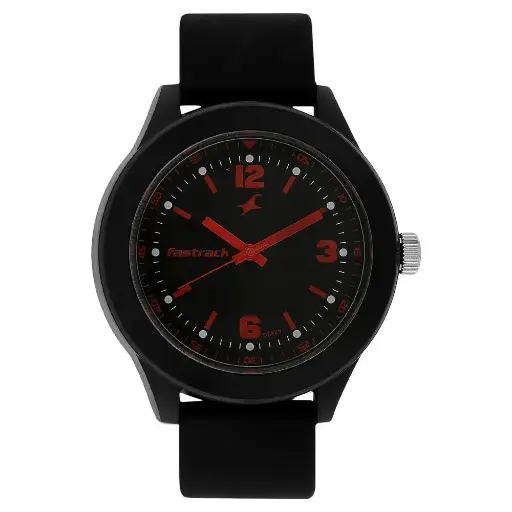 [38003pp05w] Fastrack Tees Quartz Analog Black Dial Polyurethane Strap Unisex Watch