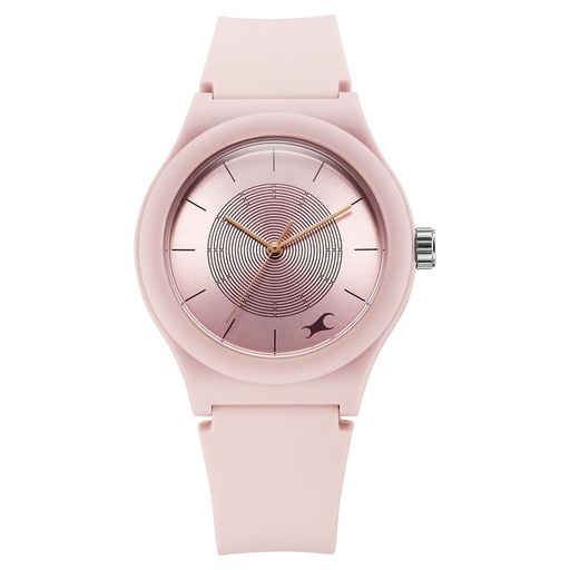 [38037pp16w] Fastrack Tees Urbanique Quartz Analog Pink Dial Silicone Strap watch For Girls