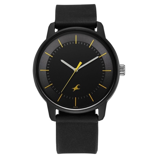 [38145pp03w] Fastrack Tees Urbanique Quartz Analog Black Dial Silicone Strap watch For Guys
