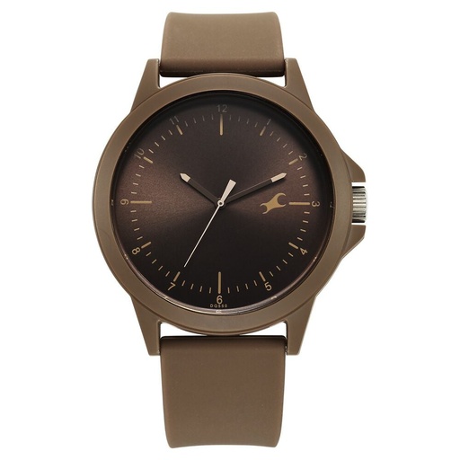 [38024pp80w] Fastrack Tees Urbanique Quartz Analog Brown Dial Silicon Strap Watch For Guys