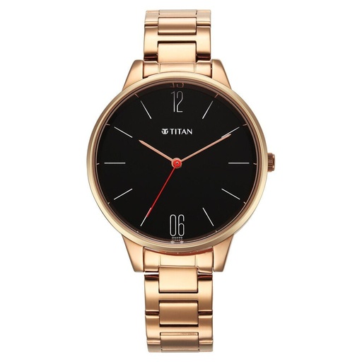 [2648wm05] Titan Quartz Analog Black Dial Watch for Women