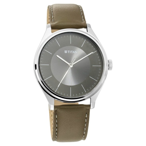 [1802sl08] Titan Men's Urban Edge Lustrous Olive Dial Leather Watch