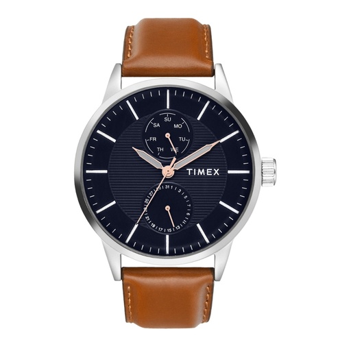 [TWEG19912] Timex Men Multifunction Blue Round Brass Dial Watch- TWEG19912