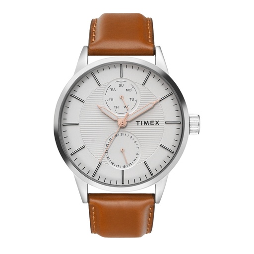 [TWEG19914] Timex Men Multifunction White Round Brass Dial Watch- TWEG19914