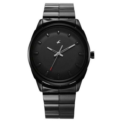 [3273nm01] Fastrack Quartz Analog Black Dial Black Stainless Steel Strap Watch for Guys