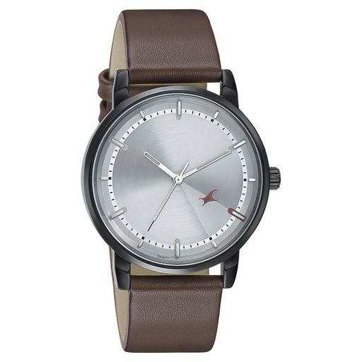 [3278nl01] Fastrack Style Up Silver Dial Leather Strap Watch for Guys