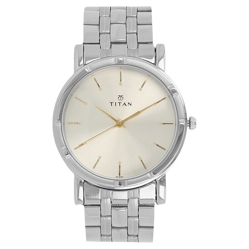 [1639sm01] Titan Karishma Quartz Analog Silver Dial Silver Stainless Steel Strap Watch For Men