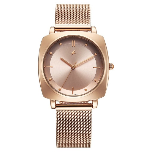 [68043wm01] Fastrack Stunners X Quartz Analog Rose Gold Dial Stainless Steel Strap Watch For Girls