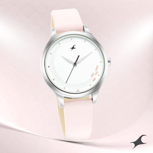 [6248sl01] Fastrack Stunners Quartz Analog White Dial Leather Strap Watch for Girls