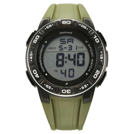 [38129pp01w] Fastrack StreetStyle Digital Dial Green Polyether Strap Watch For Unisex