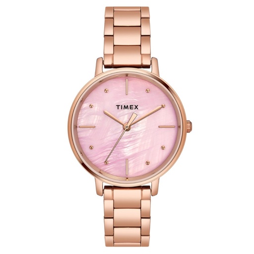 [TWEL15807] Timex Women Pink Round Analog Brass Dial Watch- TWEL15807