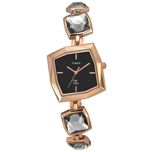 [TWEL16100] Timex Fria Women Black Square Analog Watch - TWEL16100