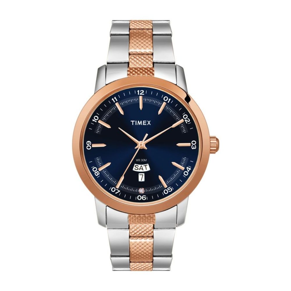 Timex Classics Men's Quartz Analog Blue Dial Round Case Day Date Function Watch -TW000G913