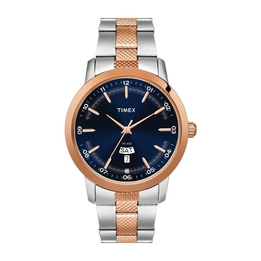 [TW000G913] Timex Classics Men's Quartz Analog Blue Dial Round Case Day Date Function Watch -TW000G913