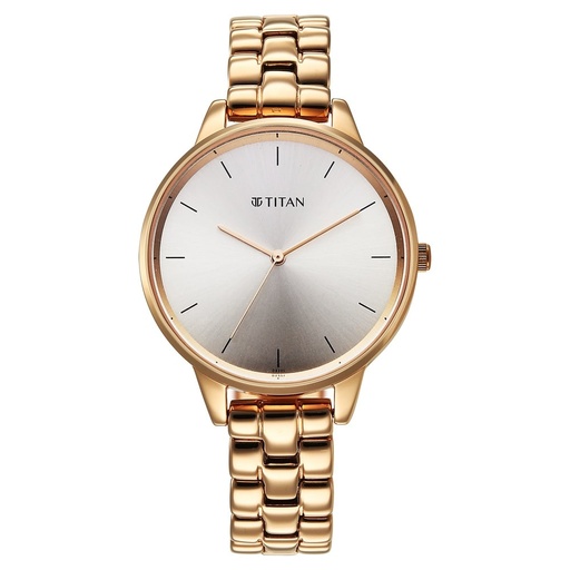 [2648wm12] Titan Neo Quartz Analog Grey Dial Rose Gold Metal Strap Watch For Women