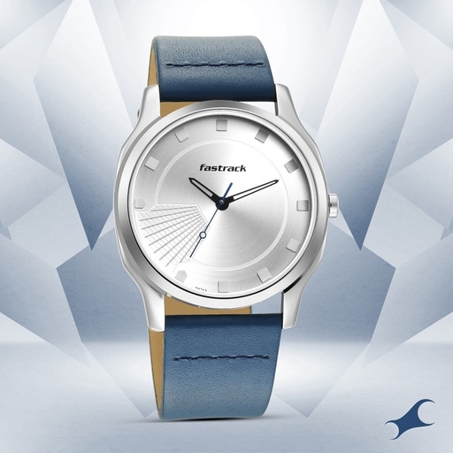 [3255sl03] Fastrack Stunners Quartz Analog Silver Dial Leather Strap Watch for Guys