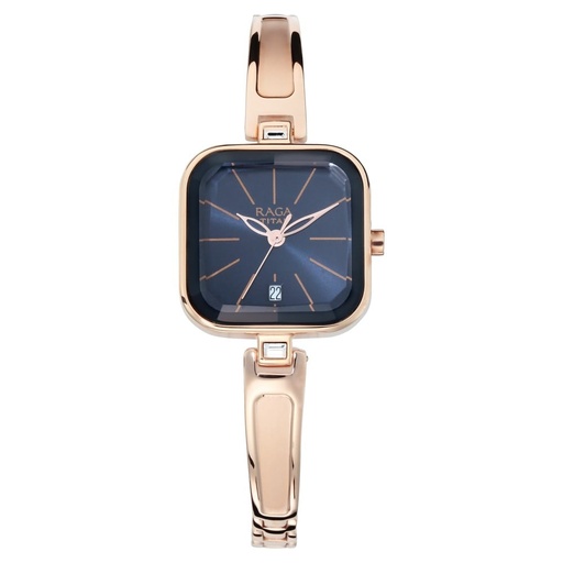 [2607wm02] Titan Raga Viva Blue Dial Analog Date Metal Strap watch for Women