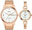 Timex Classics Pairs White Dial Round Case Day Date/3 Hands Function Watch -TW00PR263