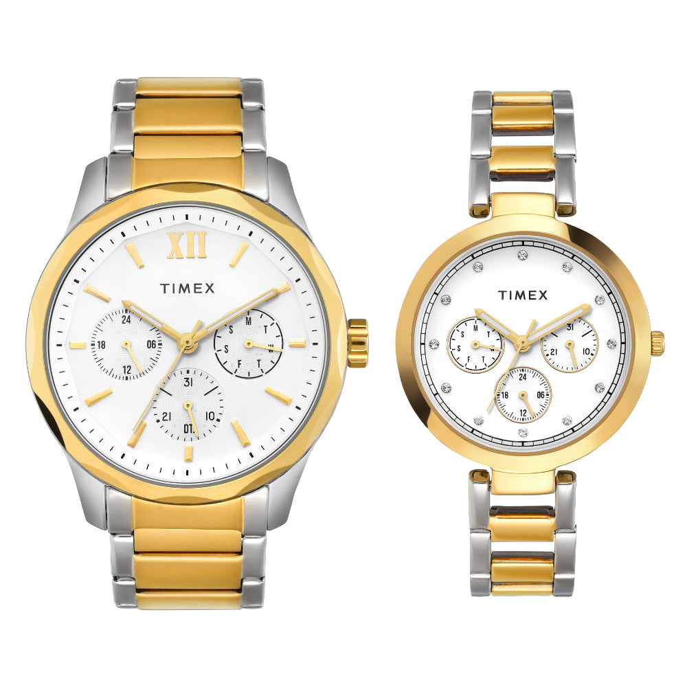 [TW00PR312] Timex Pairs White Round Multifunction Dial Watch- TW00PR312