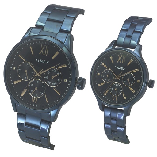 [TW00PR313] Timex Unisex Blue Round Dial Analog Pair Watches - TW00PR313