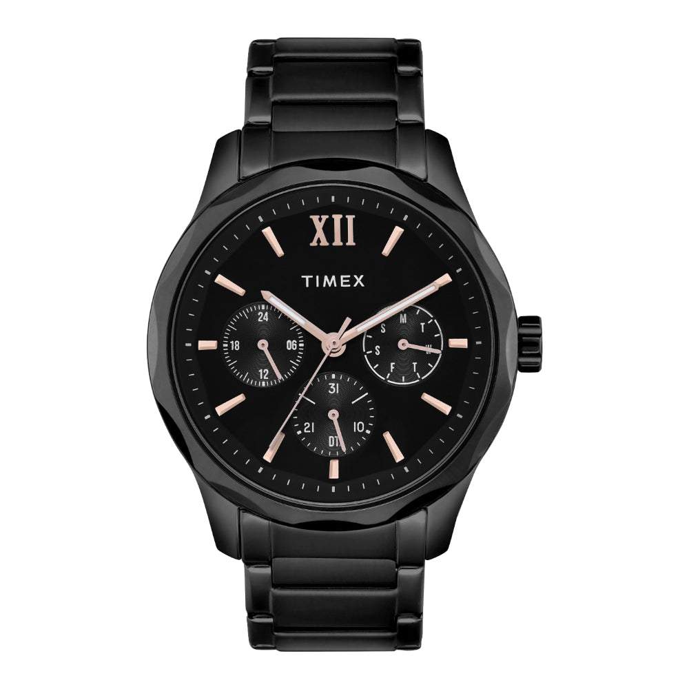 [TW0TG7625] Timex Men Black Round Multifunction Dial Watch- TW0TG7625