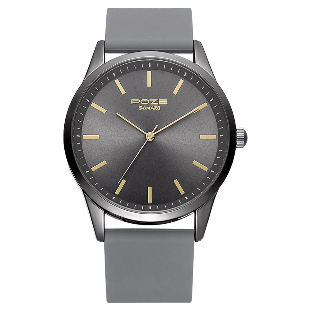Poze by Sonata Quartz Analog Black Dial Silicone Strap Watch for Men