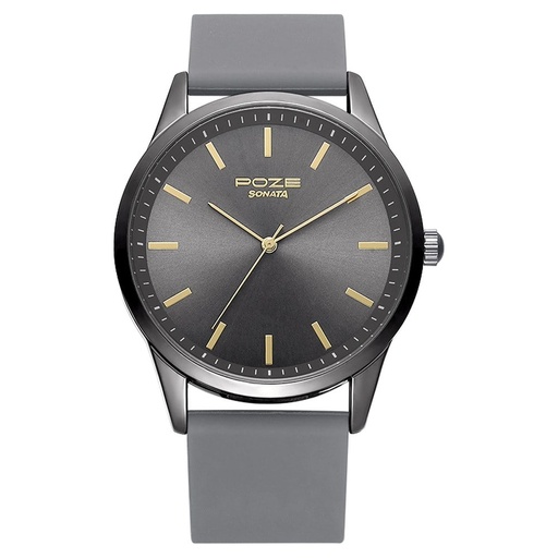[sp70019qp04] Poze by Sonata Quartz Analog Black Dial Silicone Strap Watch for Men