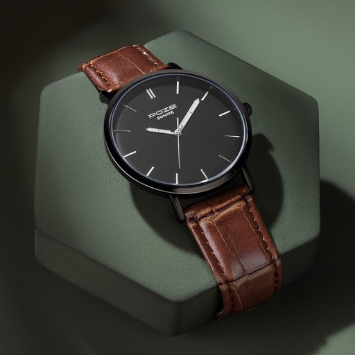 [sp70021nl01w] Sonata Poze Quartz Analog Black Dial Tan Leather Strap Watch For Men