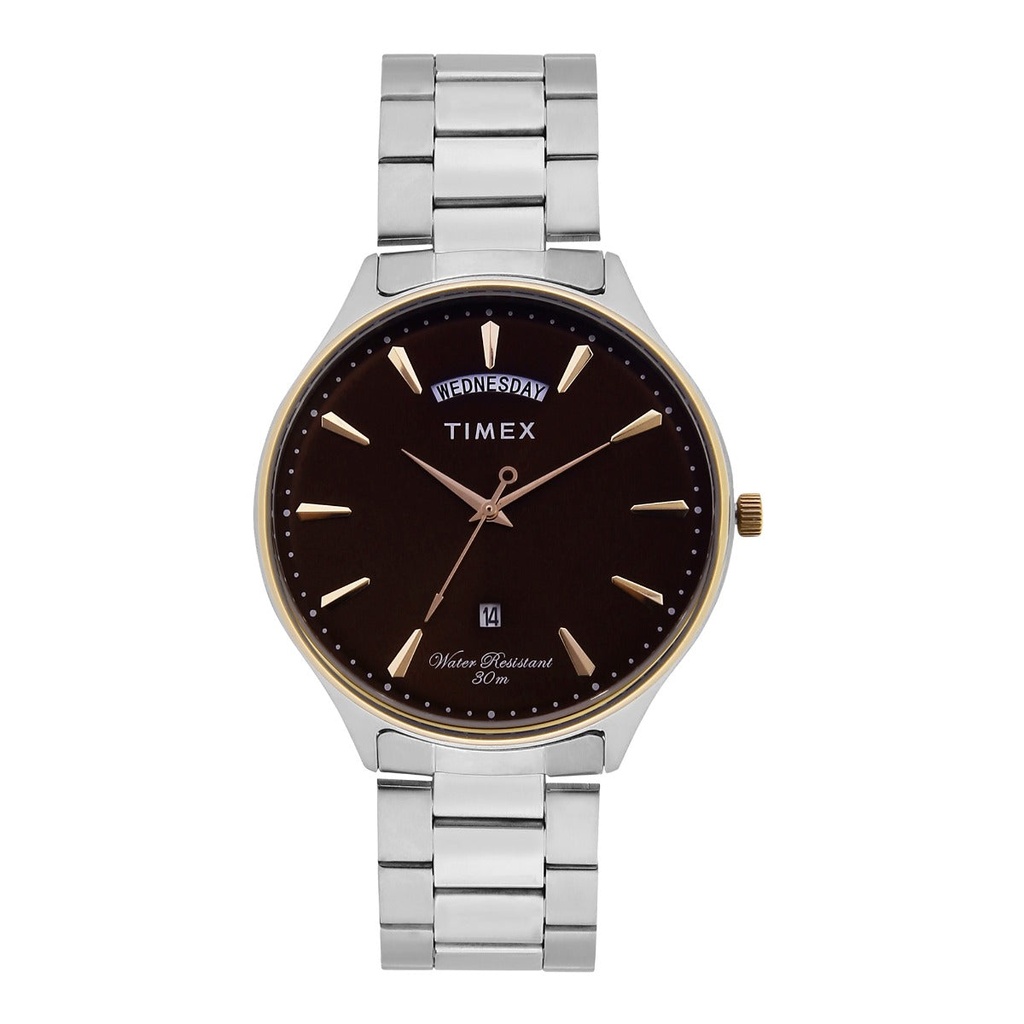[TWEG16906] Timex Fashion Men's Brown Dial Round Case Day Date Function Watch -TWEG16906