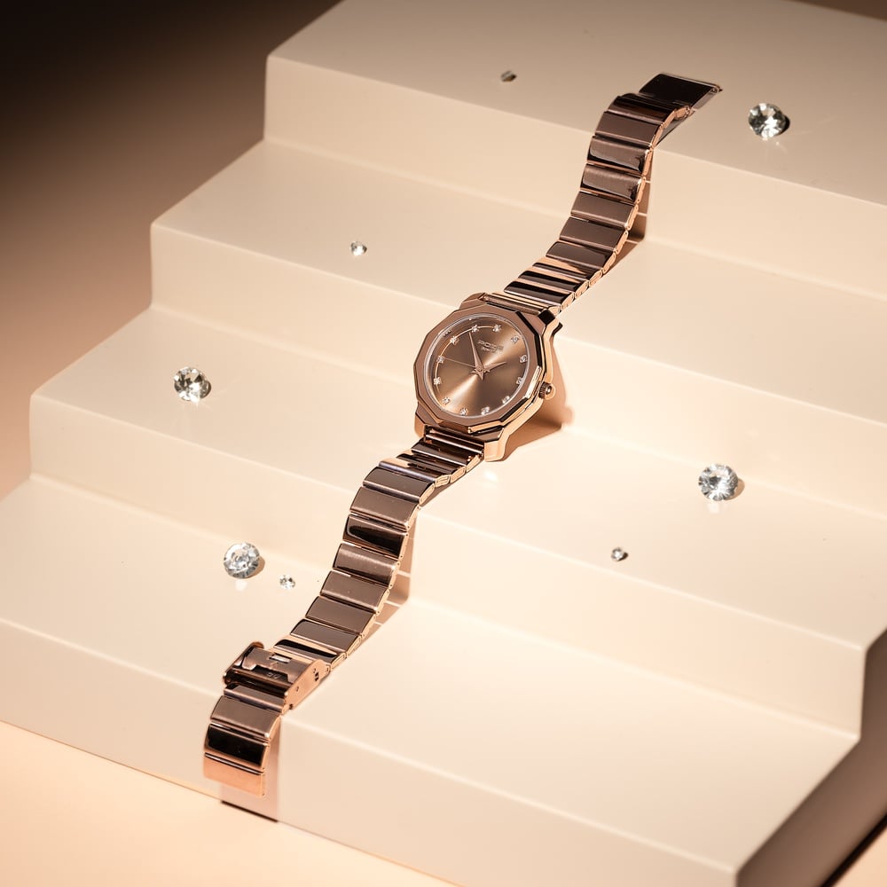 [sp80131qm01] Sonata Poze Quartz Analog Brown Dial Brown Metal Strap Watch For Women