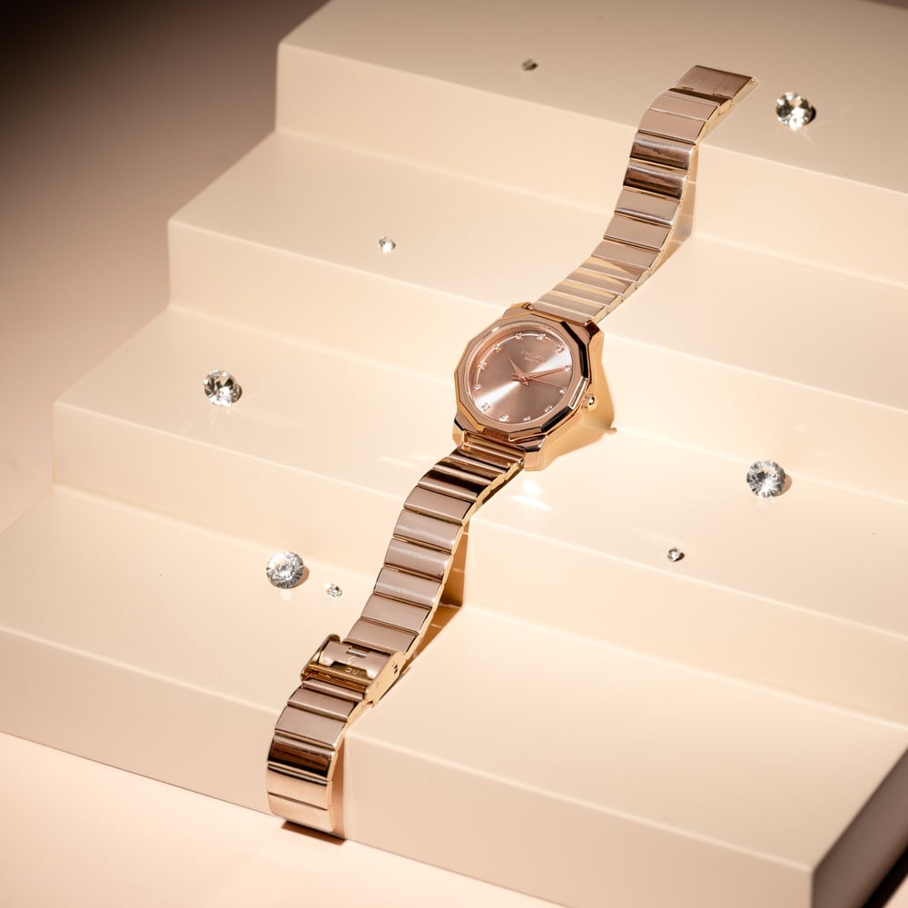 [sp80131wm01] Sonata Poze Quartz Analog Rose Gold Dial Rose Gold Metal Strap Watch For Women