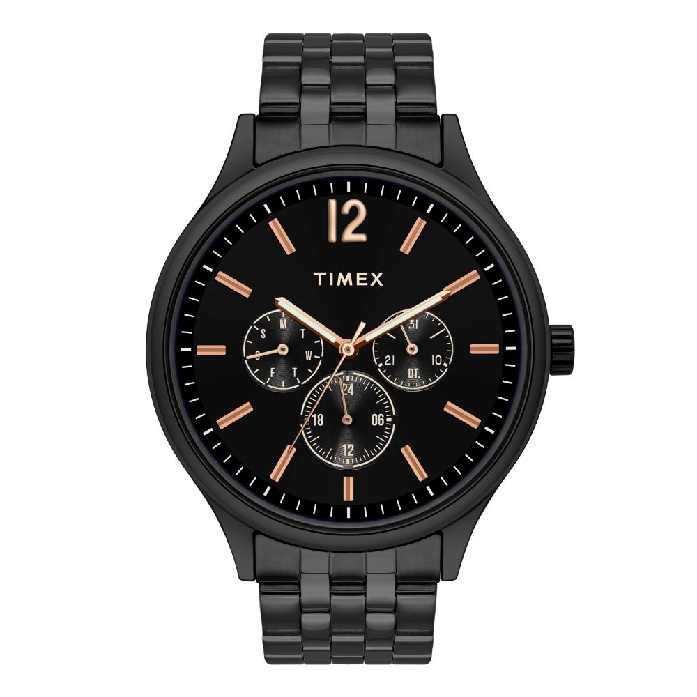 [TWEG18405] Timex Fashion Men's Black Dial Round Case Multifunction Function Watch -TWEG18405