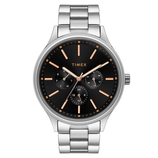 [TWEG18408] Timex Fashion Men's Black Dial Round Case Multifunction Function Watch -TWEG18408