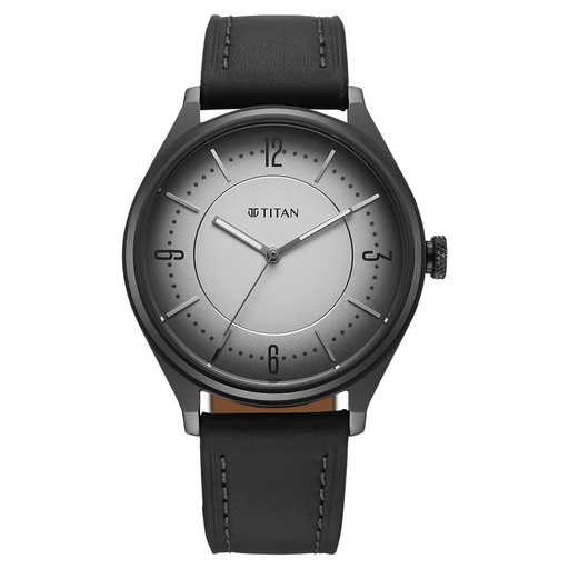 [1802ql04] Titan Neo Basics Analog with Gray Dial Gray Leather Strap Watch for Men