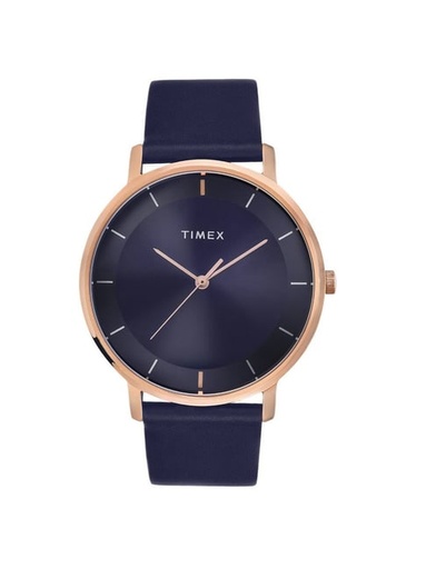 [TW0TG8015] Timex Men Blue Round Analog Brass Dial Watch TW0TG8015