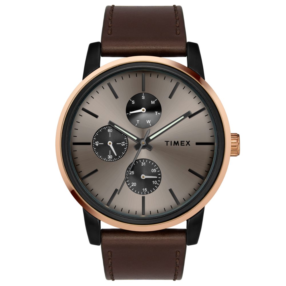 [TWEG18903] Timex Fashion Men's Brown Dial Round Case Multifunction Function Watch -TWEG18903