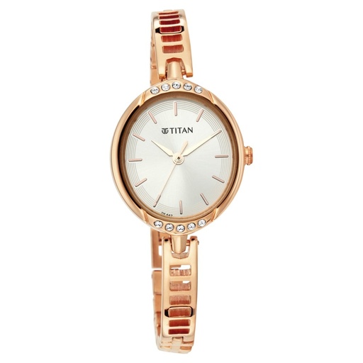 [2637wm01] Titan Quartz Analog Silver Dial Metal Strap Watch for Women