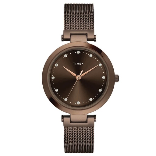 [TWEL11825] Timex Fashion Women's Brown Dial Round Case 3 Hands Function Watch -TWEL11825