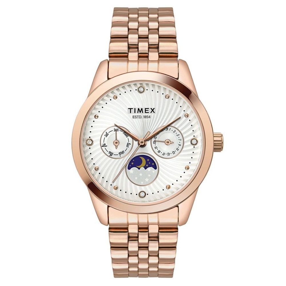 [TWEL13106] Timex E Class Women's Silver Dial Round Case Multifunction Function Watch - TWEL13106